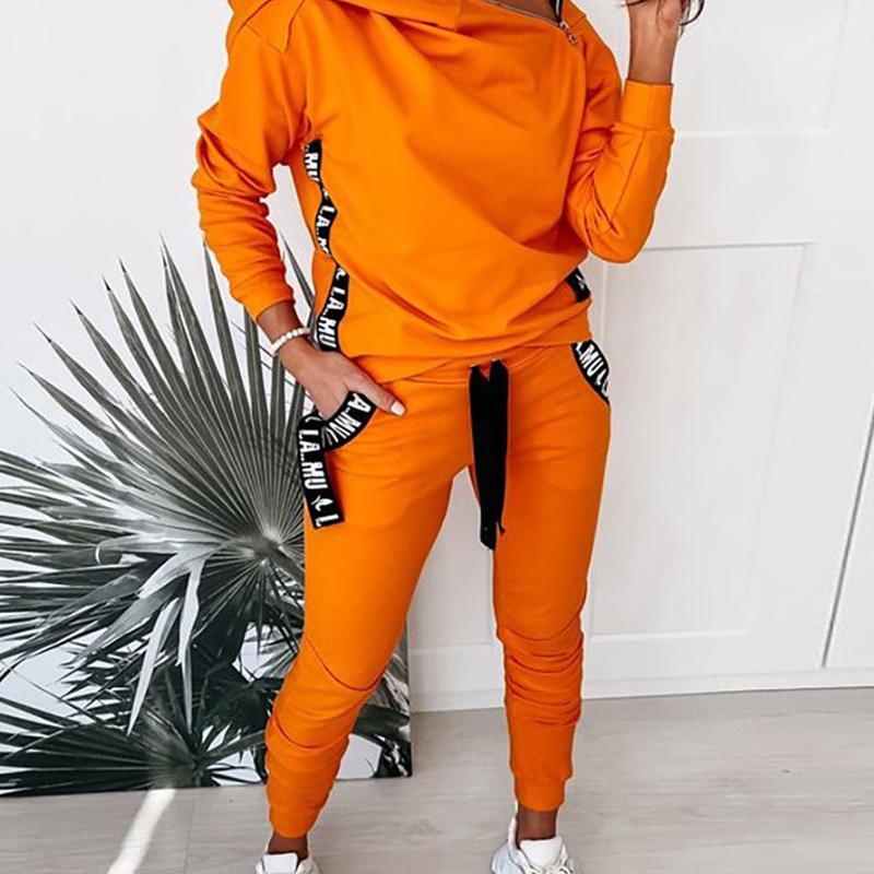 Reißverschluss Design Kapuzenpullover und Hose Set