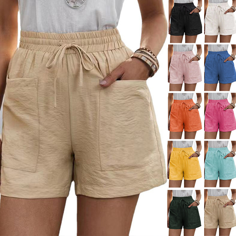 Sommer Damen lässige lockere Leinenshorts