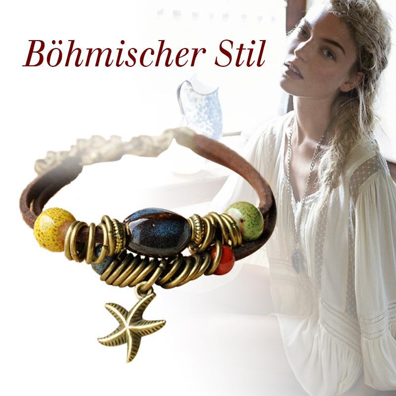 Unisex Vintage Porzellan Charm mehrschichtiges verstellbares Armband