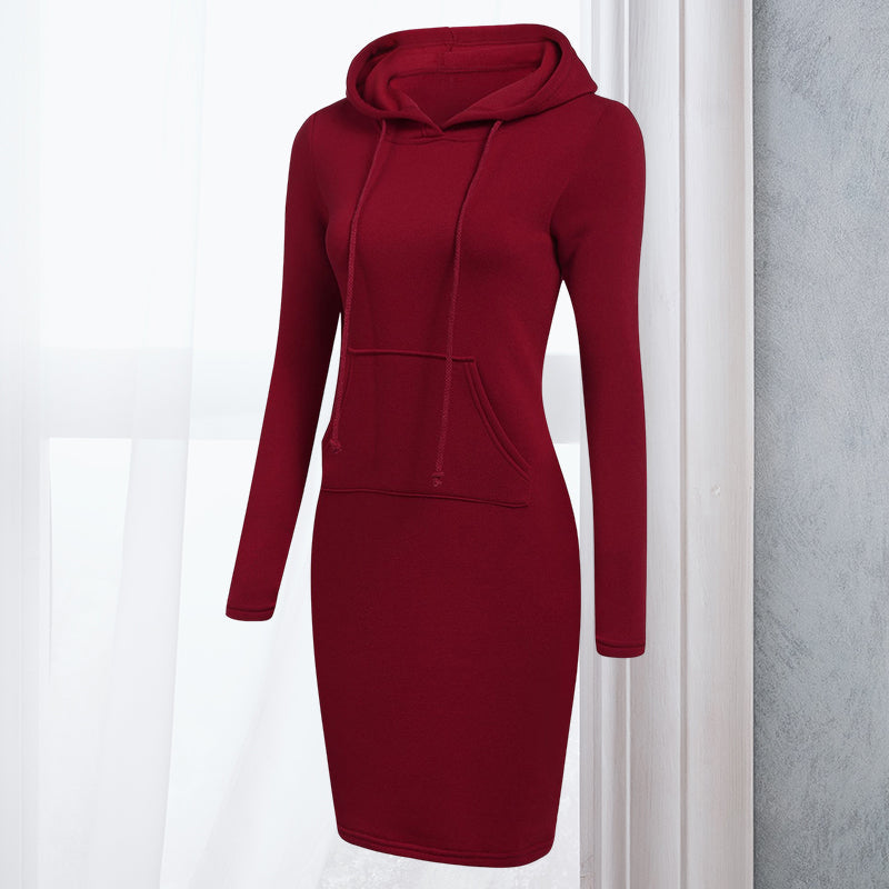 Lässiges Damen-Sweatshirtkleid mit Kapuze