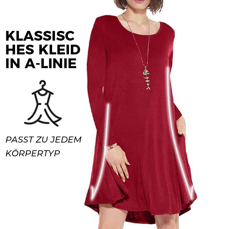 Langärmliges Einfarbiges Reisekleid