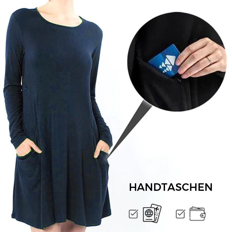 Langärmliges Einfarbiges Reisekleid