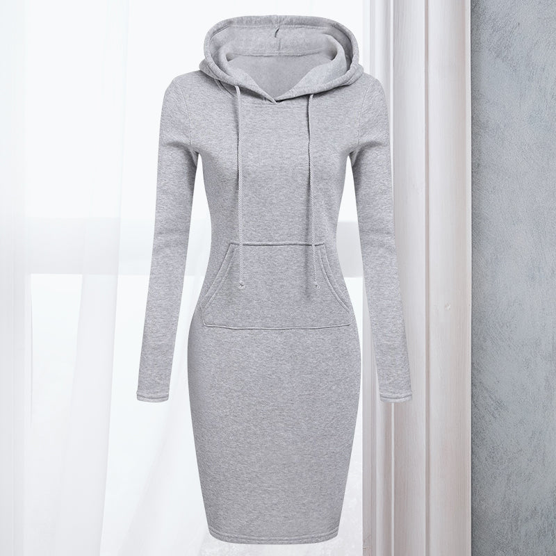 Lässiges Damen-Sweatshirtkleid mit Kapuze