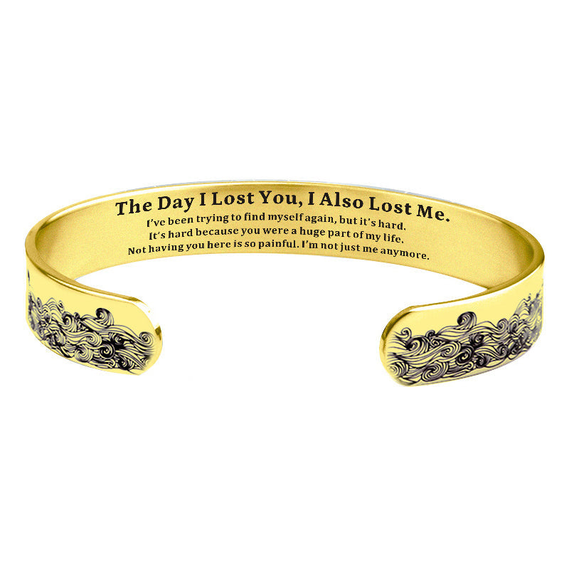Offenes Armband aus Edelstahl mit Schriftzug