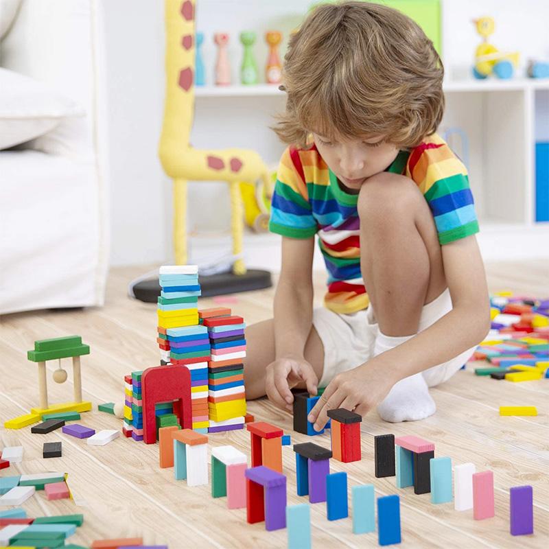 Bunte Domino-Blöcke Holzspielzeug, 120 Stück / Set