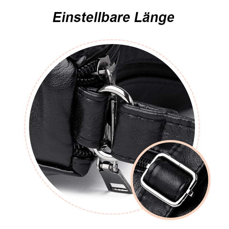 Tasche aus weichem Leder mit mehreren Reißverschlüssen