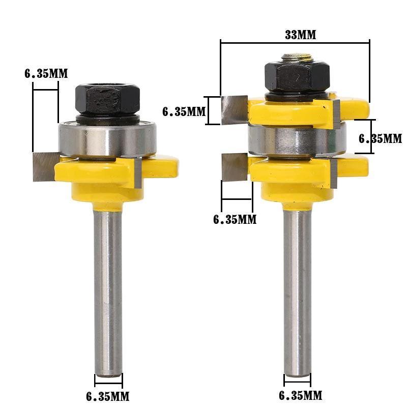 3-Zähne T-Typ Zapfenmesser Cutter 2 Stück - Gelb 1/4