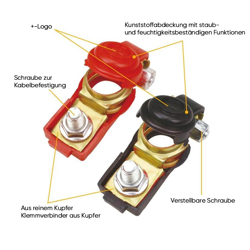 Batteriesteckverbinder mit Sicherheitskappe aus Kunststoff